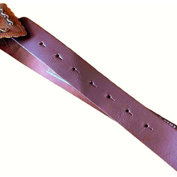 Vintage copper buckle leather belt by Cable Car Clothiers Allen McCarthy - Picture 4 of 15